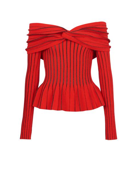 Balmain Knotted off-the-shoulder top