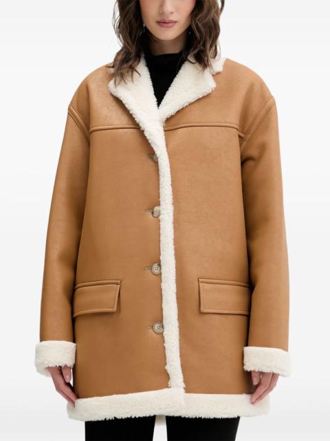 HUGO buttoned faux-fur coat