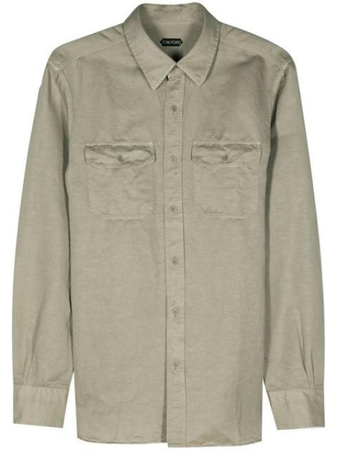 long-sleeved linen blend shirt