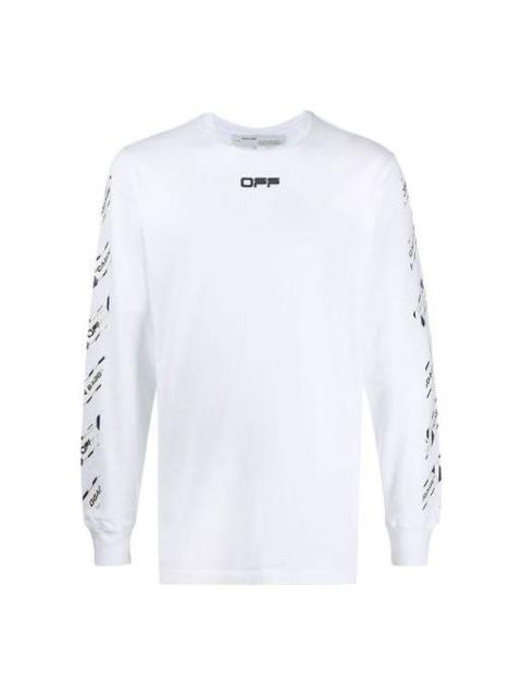Off-White Men's Off-White FW21 Rubber Strap Long Sleeves Slim Fit White T-Shirt OMAB001S201850030188