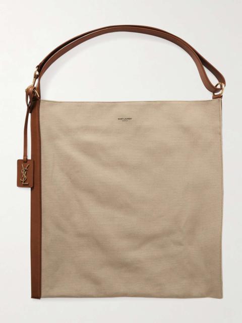 Leather-Trimmed Canvas Tote Bag