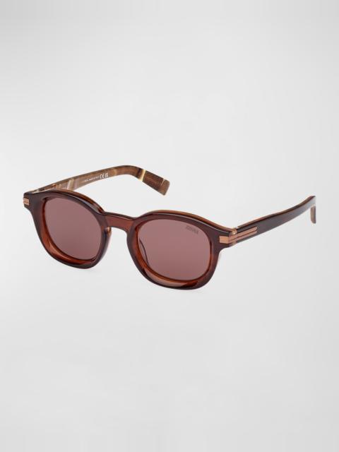 ZEGNA Men's AURORA Acetate Round Sunglasses
