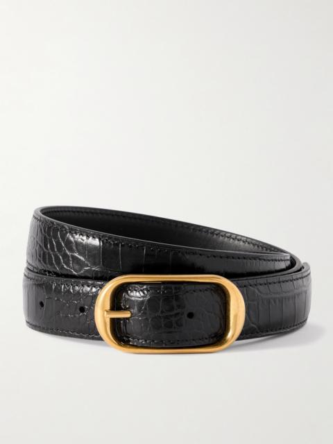 NILI LOTAN Reine Croc-effect Leather Belt