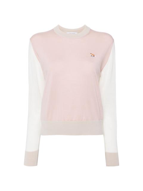 baby fox patch colour block jumper