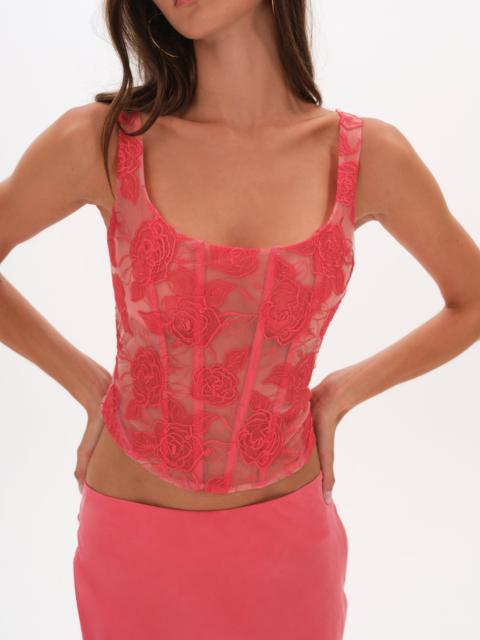 For Love & Lemons Embroidered Roses Corset Top