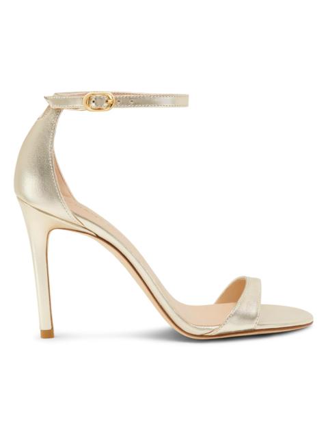 Stuart Weitzman Women's Nudist II 100MM Metallic Leather Sandals - Light Gold