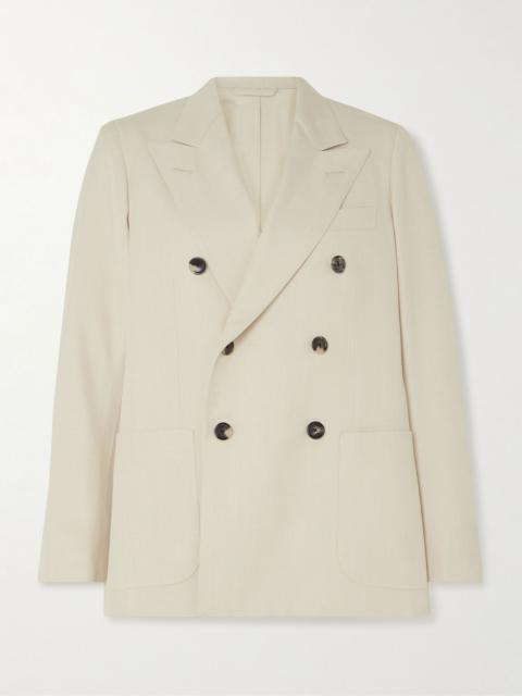 Loro Piana Double-breasted silk-dupioni blazer Cream