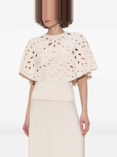 ULLA JOHNSON Josie laser-cut short-sleeve t-shirt