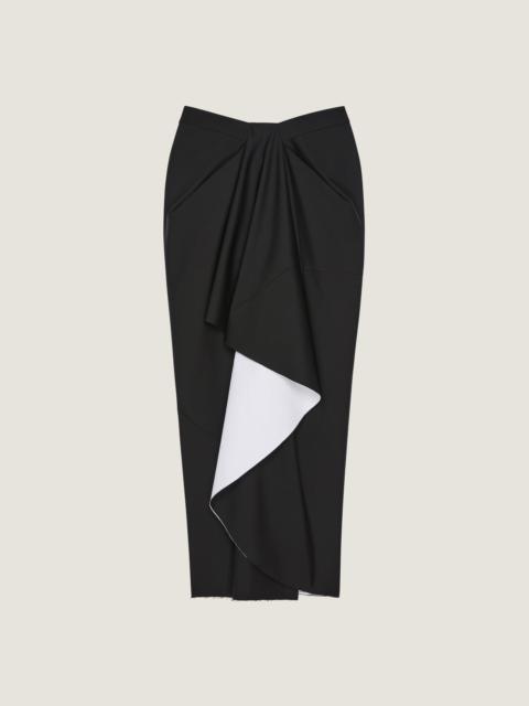 Givenchy WRAPPED MIDI SKIRT IN BONDED WOOL AND MOHAIR