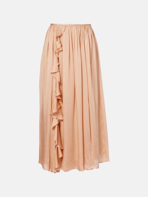 ULLA JOHNSON Zena ruffled silk chiffon midi skirt