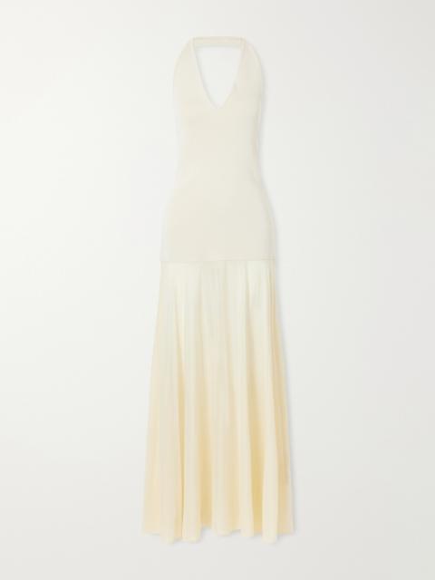 ST. AGNI Circle Mesh And Crepe Halterneck Maxi Dress