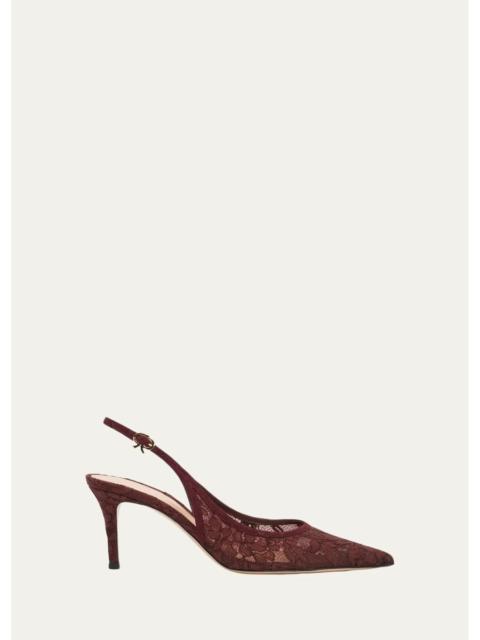 Gianvito Rossi 70mm Floral Lace Slingback Pumps