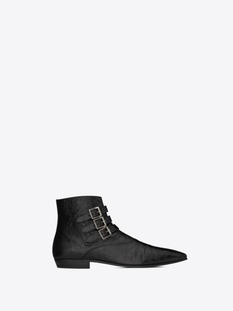 SAINT LAURENT stan boots in crocodile-embossed leather