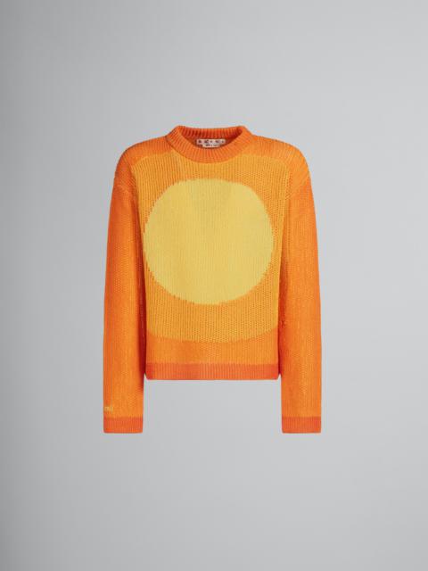 Marni ORANGE JUMPER WITH CIRCLE INLAY