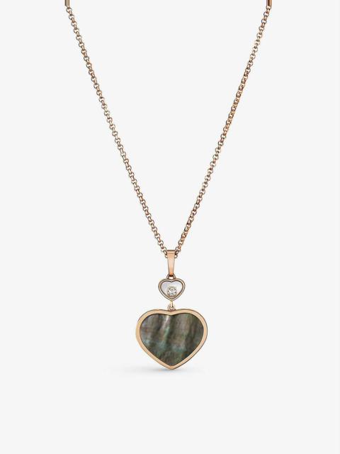 Chopard Happy Hearts 18ct rose-gold, 0.05ct diamond and mother-of-pearl pendant