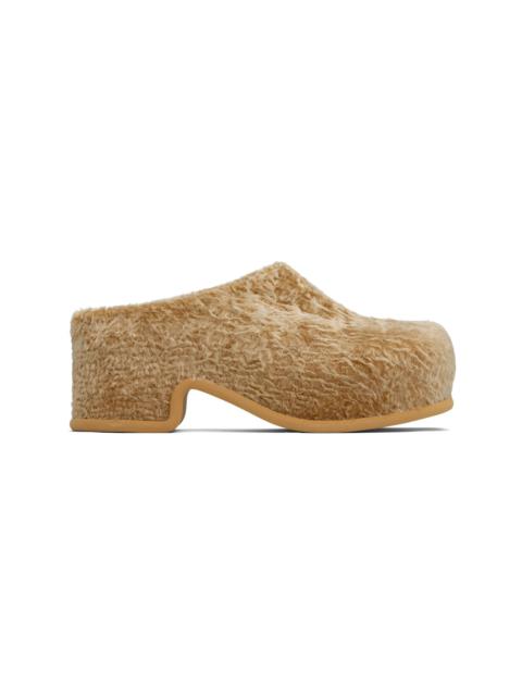 Dries Van Noten Beige Shearling Slip-on Loafers