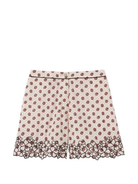 Claudie Pierlot floral-print embroidered shorts