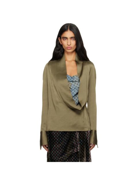 Dries Van Noten Khaki Crêpe Shirt