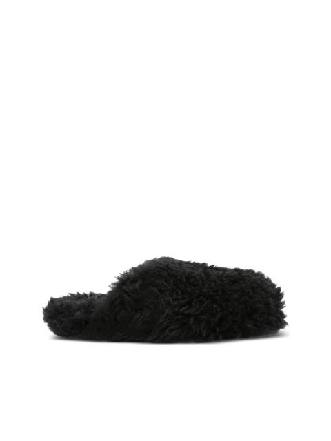 Rick Owens fluffy shearling slides
