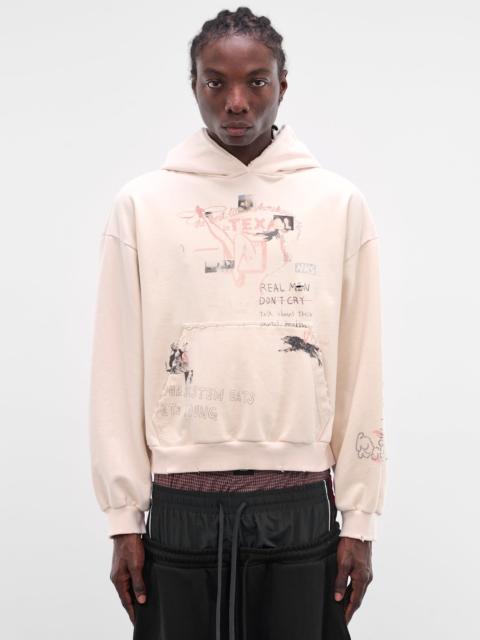 Protocol Index Ivory Hand-Drawn Cropped Hoodie