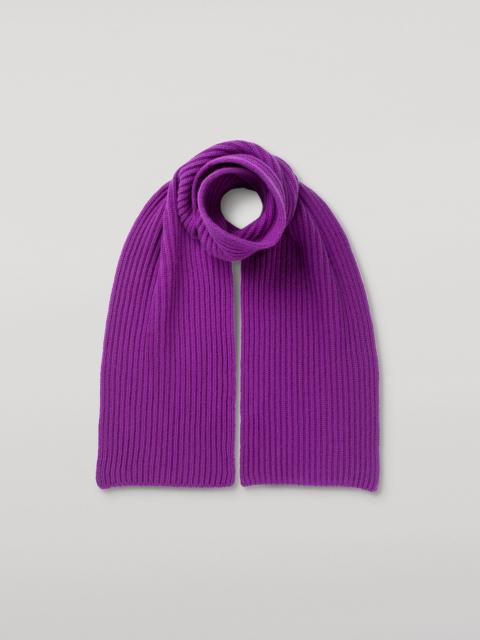 Johnstons of Elgin Lovat Purple Ribbed Cashmere Scarf