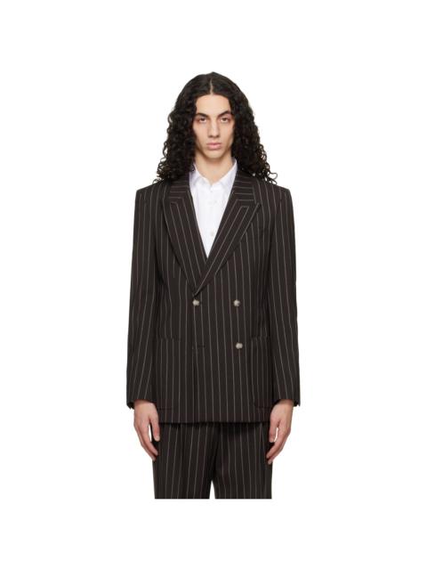 BOSS Brown Relaxed-Fit Virgin Wool Blazer