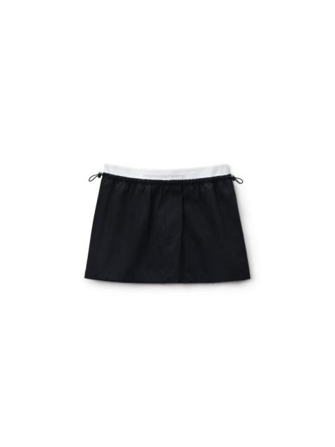 Alexander Wang MID-RISE MINI LOGO ELASTIC SKIRT (BLACK)