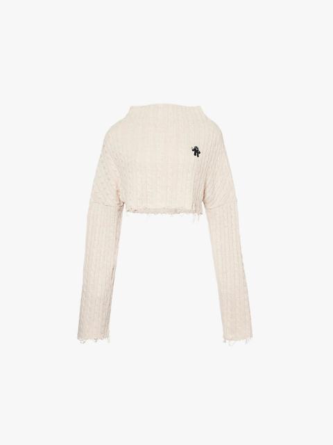 Raw-trim cable-knit wool-blend top