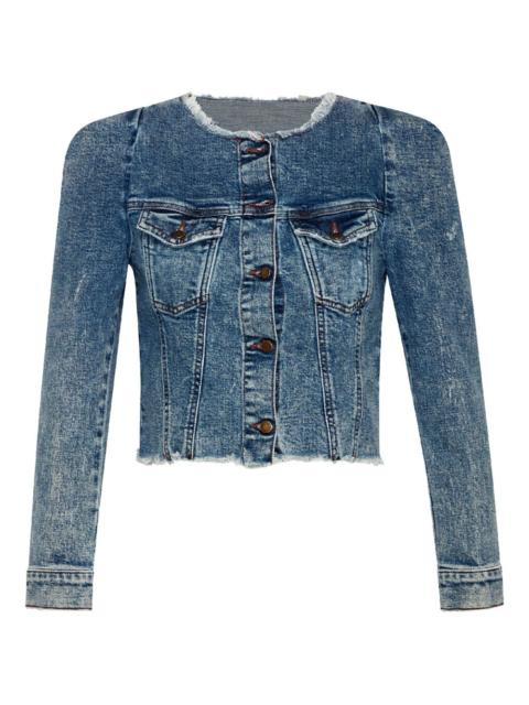 RETROFÊTE raw-cut cropped denim jacket