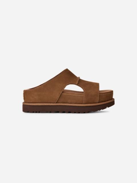 UGG ® Women's Goldenstar Hi Cutout Slide Leather Sandals in Dark Chestnut