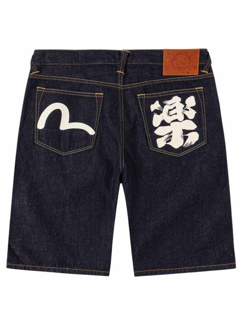 EVISU Seagull & Kanji Printed Pocket Denim Shorts