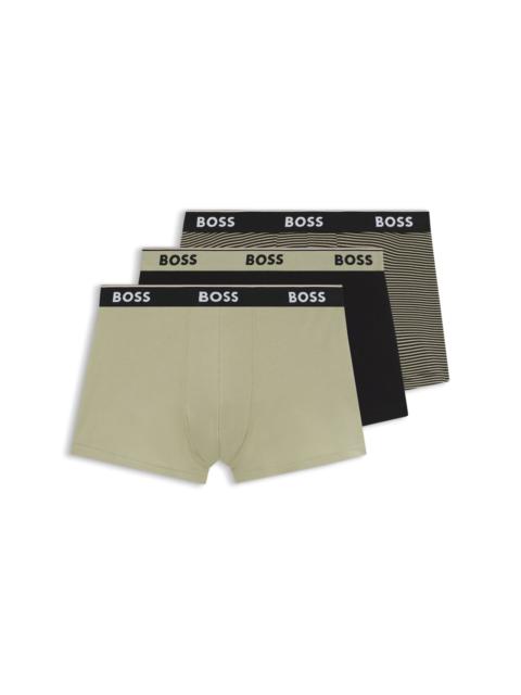 BOSS THREE-PACK OF TRUNKS WITH LOGO WAISTBANDS