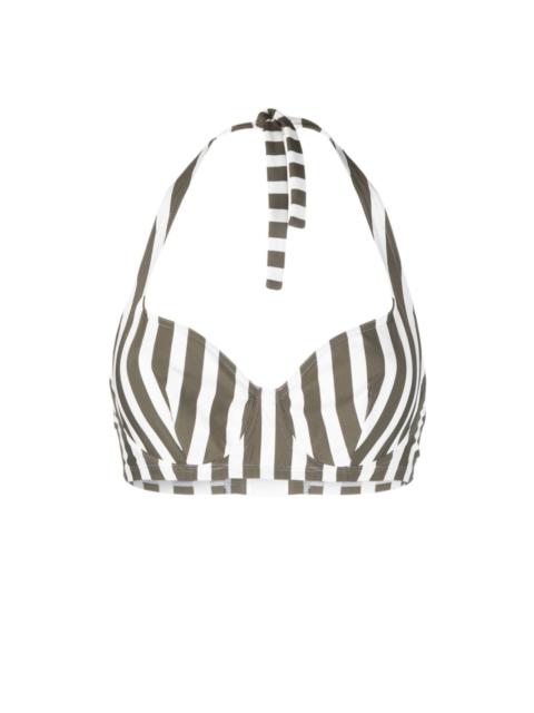 Corazon striped halterneck bikini top