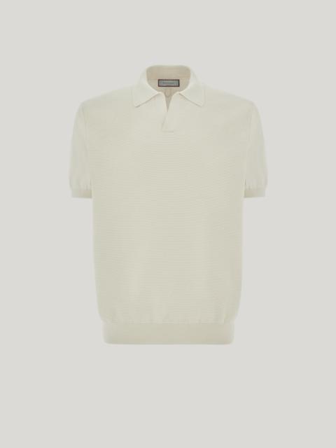 Canali MILK-COLORED COTTON AND SILK REGULAR-FIT POLO SHIRT