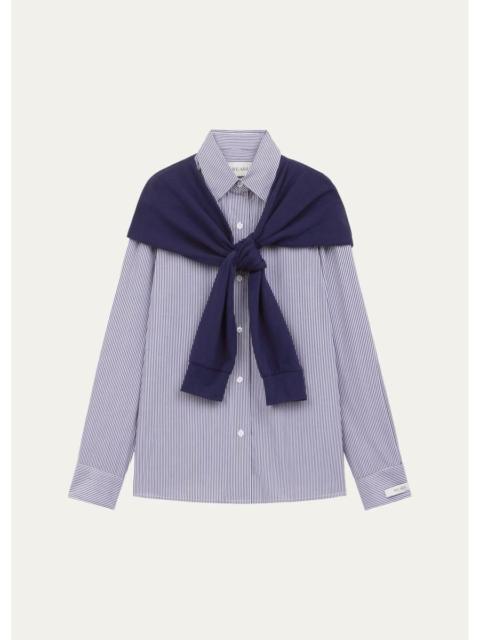 WE-AR4 The Sloane Striped Poplin & Pique Shirt