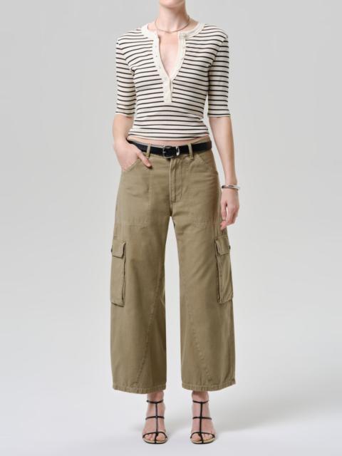 Citizens of Humanity Nali Short Sleeve Henley In Quartz Stripe