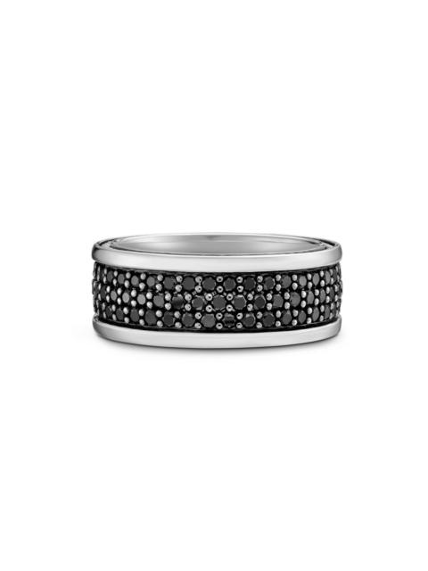 DAVID YURMAN Men's Streamline Three Row Band Ring in Sterling Silver - Black