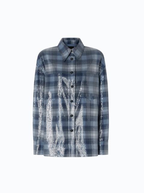 PINKO OVERSHIRT WITH CHECK PATTERN AND SEQUINS