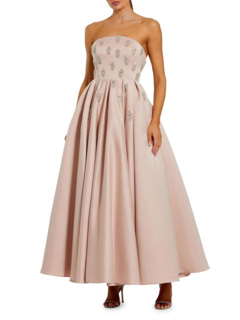 MAC DUGGAL Women's Embellished Satin Strapless Tea-Length Dress - Blush