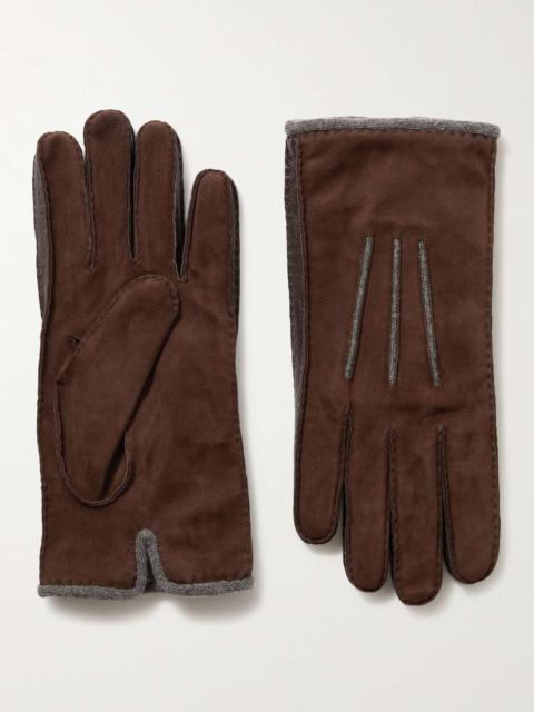 Loro Piana Damon Baby Cashmere-Lined Suede Gloves