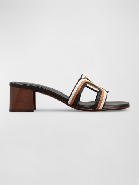 Tod's Tricolor Leather Mule Sandals