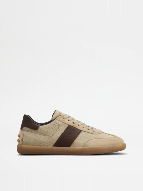 TOD'S TABS SNEAKERS IN FABRIC E SUEDE - BEIGE, BROWN