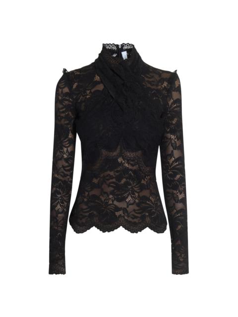 rabanne Women's Lace Wrap Long-Sleeve Top - Black
