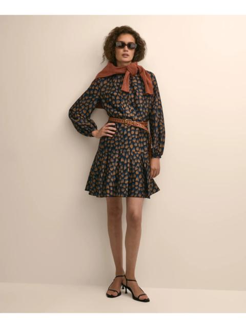 Brooks Brothers Textured-Effect Print Belted Shirtdress