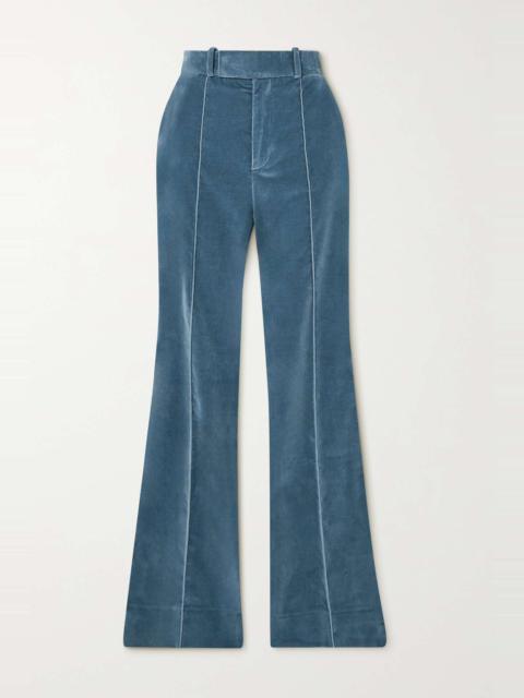 FRAME The Slim Stacked cotton-blend velvet straight-leg pants