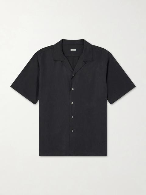 A.PRESSE Convertible-Collar Silk and Linen-Blend Shirt
