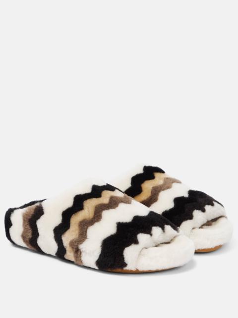 Saam chevron shearling slides