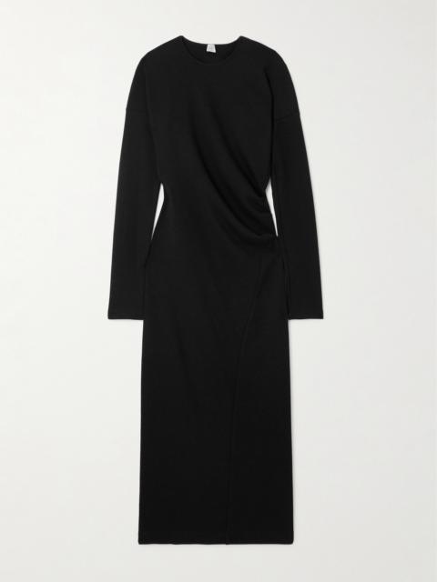TOTEME Asymmetric Gathered Jersey Midi Dress