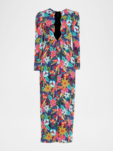 SALONI Jinx-C Velvet Cutout Midi Dress