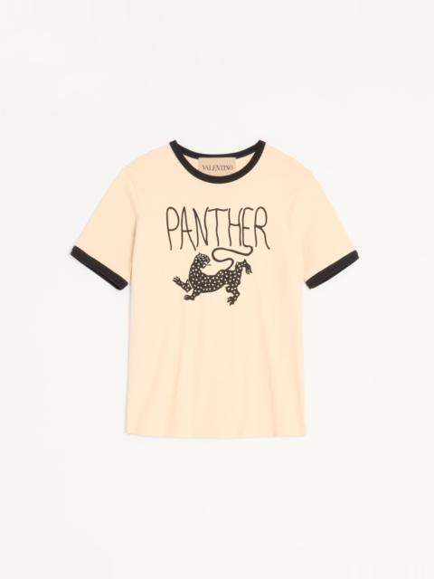 Valentino VALENTINO COTTON T-SHIRT WITH PANTHER PRINT